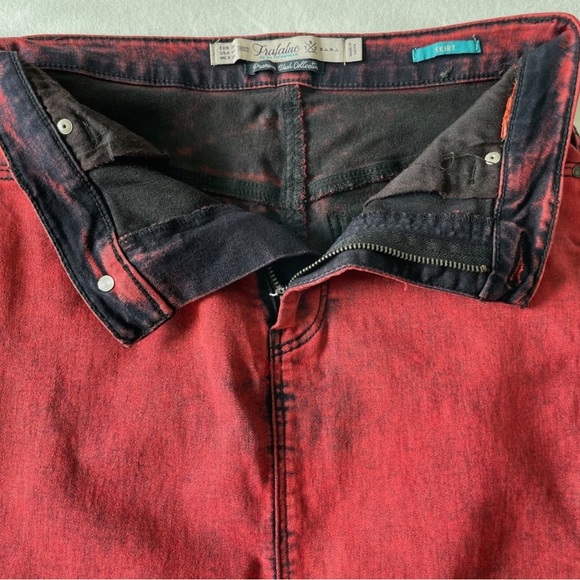 Zara Midi Skirt, Trafaluc, Red Acid Wash - Picture 3 of 4